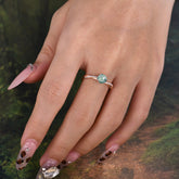 Classic Round Cut Moss Agate Engagement Ring with Twisted Band